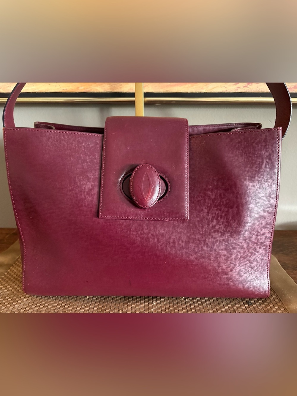 Cartier Must de Cartier Vintage Leather Shoulder Bag - Bordeaux Burgundy - Picture 2 of 14